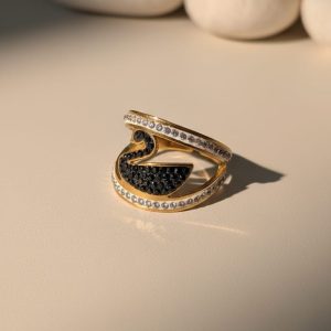 Pavé Black Swan Ring