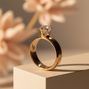 Golden solitaire ring