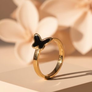 Black butterfly ring