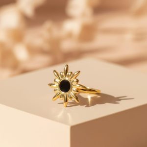 Sunburst black ring