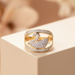 White Swan Pavé Ring