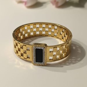 Gold Bangle Bracelet with Gemstone