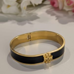 Black and gold hinged bangle