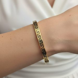 Gold Greek key bangle