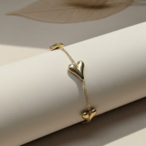 Golden Heart Charm Bracelet