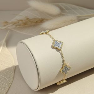 Sparkling Clover Charm Bracelet
