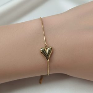 Puffed Heart Slider Bracelet