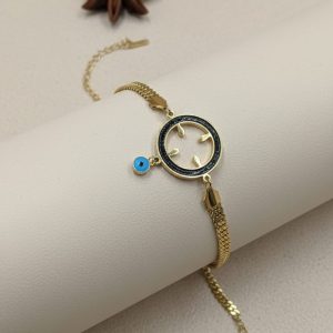 Gold evil eye bracelet.