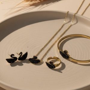 Swan Black Jewelry Set